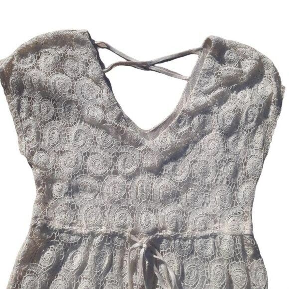 Willow & Clay Crochet Lace Flutter Sleeve Mini Peasant Dress Cream Sz XS - Picture 8 of 11